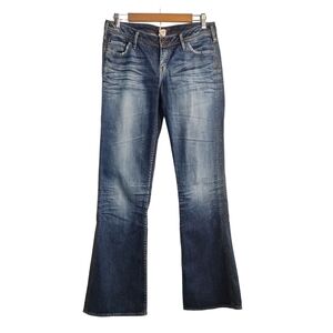 Silver Women's Blue Embroidered Flare Jeans Size 30/33